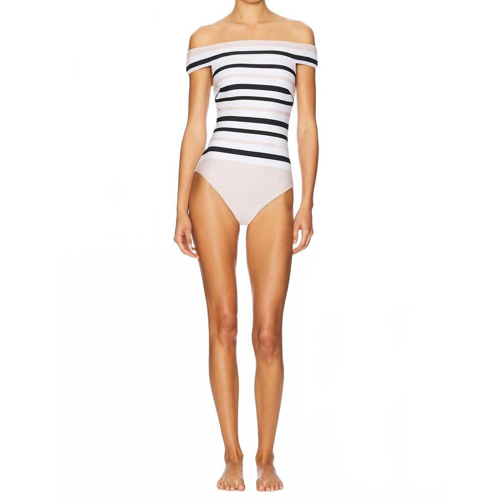 NEW SIMKHAI walker one piece swimsuit in sand stripe